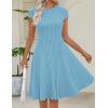MEROKEETY Women’s Summer Ribbed Mini Sweater Dress 2026 Spring Casual Crewneck Cap Sleeve Knit A Line Short Dresses(Blue)