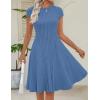 MEROKEETY Women’s Summer Ribbed Mini Sweater Dress 2026 Spring Casual Crewneck Cap Sleeve Knit A Line Short Dresses(Dusty Blue)
