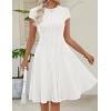 MEROKEETY Women’s Summer Ribbed Mini Sweater Dress 2026 Spring Casual Crewneck Cap Sleeve Knit A Line Short Dresses(White)