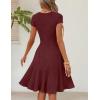 MEROKEETY Women’s Summer Ribbed Mini Sweater Dress 2026 Spring Casual Crewneck Cap Sleeve Knit A Line Short Dresses(Wine)