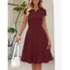 MEROKEETY Women’s Summer Ribbed Mini Sweater Dress 2026 Spring Casual Crewneck Cap Sleeve Knit A Line Short Dresses(Wine)