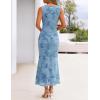 MEROKEETY Women’s Summer Sleeveless Floral Maxi Dress 2026 Bodycon Mesh Wedding Guest Cocktail Formal Party Dresses(Blue)