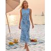 MEROKEETY Women’s Summer Sleeveless Floral Maxi Dress 2026 Bodycon Mesh Wedding Guest Cocktail Formal Party Dresses(Blue)
