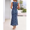 MEROKEETY Women’s Summer Sleeveless Floral Maxi Dress 2026 Bodycon Mesh Wedding Guest Cocktail Formal Party Dresses(Dustyblue)