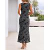 MEROKEETY Women’s Summer Sleeveless Floral Maxi Dress 2026 Bodycon Mesh Wedding Guest Cocktail Formal Party Dresses(Grey)