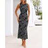 MEROKEETY Women’s Summer Sleeveless Floral Maxi Dress 2026 Bodycon Mesh Wedding Guest Cocktail Formal Party Dresses(Grey)