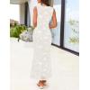 MEROKEETY Women’s Summer Sleeveless Floral Maxi Dress 2026 Bodycon Mesh Wedding Guest Cocktail Formal Party Dresses(White)