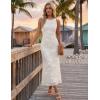 MEROKEETY Women’s Summer Sleeveless Floral Maxi Dress 2026 Bodycon Mesh Wedding Guest Cocktail Formal Party Dresses(White)