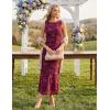 MEROKEETY Women’s Summer Sleeveless Floral Maxi Dress 2026 Bodycon Mesh Wedding Guest Cocktail Formal Party Dresses(Wine)