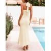 MEROKEETY Women’s Wedding Guest Dress Summer Sleeveless Halter Backless Slit Ruched Beach Cocktail Formal Maxi Dresses(Beige)