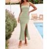 MEROKEETY Women’s Wedding Guest Dress Summer Sleeveless Halter Backless Slit Ruched Beach Cocktail Formal Maxi Dresses(Green)