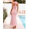 MEROKEETY Women’s Wedding Guest Dress Summer Sleeveless Halter Backless Slit Ruched Beach Cocktail Formal Maxi Dresses(Pink)