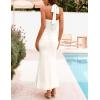 MEROKEETY Women’s Wedding Guest Dress Summer Sleeveless Halter Backless Slit Ruched Beach Cocktail Formal Maxi Dresses(White)