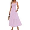MEROKEETY Women’s 2026 Spring Boho Maxi Dress Summer Beach Vacation Casual Sleeveless Smocked A Line Sundress with Pockets(Purple)