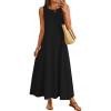 MEROKEETY Women’s 2026 Summer Maxi Dress Sleeveless Crewneck Casual Loose Beach Vacation Basic Long Sundress(Black)