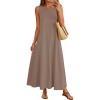 MEROKEETY Women’s 2026 Summer Maxi Dress Sleeveless Crewneck Casual Loose Beach Vacation Basic Long Sundress(Mocha)