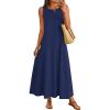 MEROKEETY Women’s 2026 Summer Maxi Dress Sleeveless Crewneck Casual Loose Beach Vacation Basic Long Sundress(Navy)