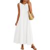 MEROKEETY Women’s 2026 Summer Maxi Dress Sleeveless Crewneck Casual Loose Beach Vacation Basic Long Sundress(White)