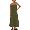 MEROKEETY Women’s Boho Maxi Dresses 2026 Spaghetti Straps Spring Summer Sundress Casual Beach Vacation Long Dresses(Army)