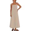 MEROKEETY Women’s Boho Maxi Dresses 2026 Spaghetti Straps Spring Summer Sundress Casual Beach Vacation Long Dresses(Khaki)