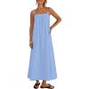 MEROKEETY Women’s Boho Maxi Dresses 2026 Spaghetti Straps Spring Summer Sundress Casual Beach Vacation Long Dresses(Lightblue)