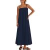 MEROKEETY Women’s Boho Maxi Dresses 2026 Spaghetti Straps Spring Summer Sundress Casual Beach Vacation Long Dresses(Navy)