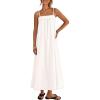 MEROKEETY Women’s Boho Maxi Dresses 2026 Spaghetti Straps Spring Summer Sundress Casual Beach Vacation Long Dresses(White)