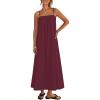 MEROKEETY Women’s Boho Maxi Dresses 2026 Spaghetti Straps Spring Summer Sundress Casual Beach Vacation Long Dresses(Wine)