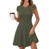 imageMEROKEETY Womens Summer Ribbed Mini Sweater Dress 2026 Spring Casual Crewneck Cap Sleeve Knit A Line Short DressesArmy Green