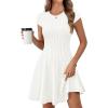 MEROKEETY Women’s Summer Ribbed Mini Sweater Dress 2026 Spring Casual Crewneck Cap Sleeve Knit A Line Short Dresses(White)