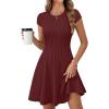 MEROKEETY Women’s Summer Ribbed Mini Sweater Dress 2026 Spring Casual Crewneck Cap Sleeve Knit A Line Short Dresses(Wine)