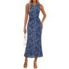 MEROKEETY Women’s Summer Sleeveless Floral Maxi Dress 2026 Bodycon Mesh Wedding Guest Cocktail Formal Party Dresses(Dustyblue)
