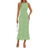 MEROKEETY Women’s Summer Sleeveless Floral Maxi Dress 2026 Bodycon Mesh Wedding Guest Cocktail Formal Party Dresses(Lightgreen)