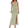 MEROKEETY Women’s Wedding Guest Dress Summer Sleeveless Halter Backless Slit Ruched Beach Cocktail Formal Maxi Dresses(Green)