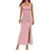 MEROKEETY Women’s Wedding Guest Dress Summer Sleeveless Halter Backless Slit Ruched Beach Cocktail Formal Maxi Dresses(Pink)