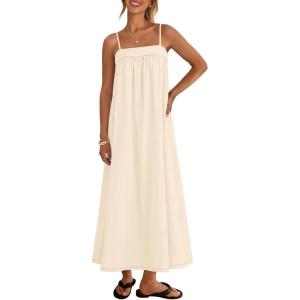 MEROKEETY Women’s Boho Maxi Dresses 2026 Spaghetti Straps Spring Summer Sundress Casual Beach Vacation Long Dresses(Apricot)