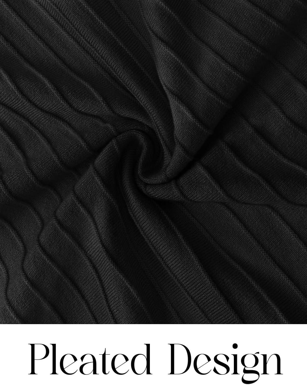 imageMEROKEETY Womens Spring Summer Casual Midi Dress 2026 Sleeveless Pleated A Line Knit Business Work Cocktail DressesBlack