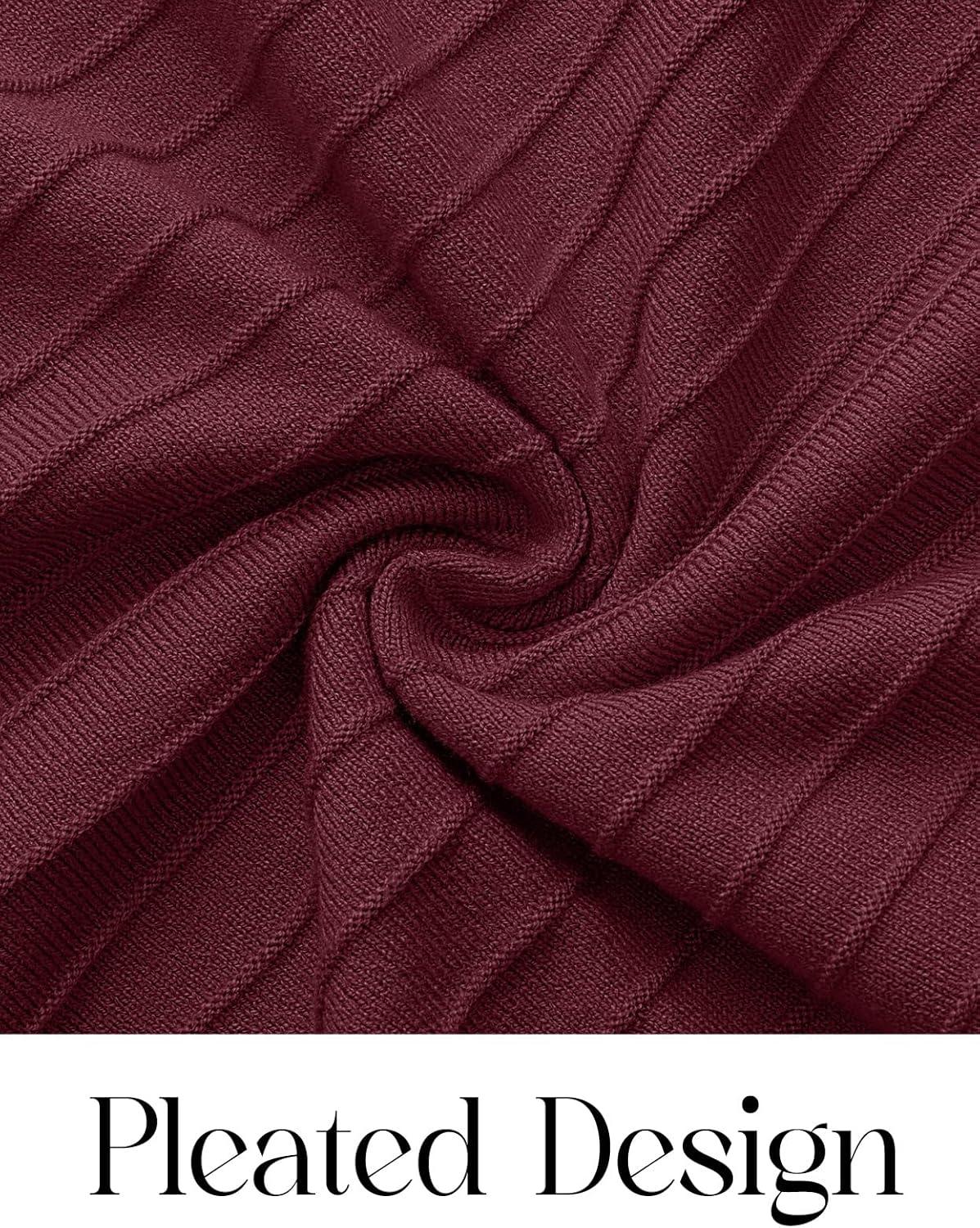 imageMEROKEETY Womens Spring Summer Casual Midi Dress 2026 Sleeveless Pleated A Line Knit Business Work Cocktail DressesWine