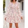 MEROKEETY Fall Wedding Guest Dresses for Women Long Sleeve Floral Casual Lightweight Flowy Swing Boho Dress Pockets(Apricot)