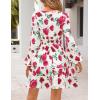 MEROKEETY Fall Wedding Guest Dresses for Women Long Sleeve Floral Casual Lightweight Flowy Swing Boho Dress Pockets(White)