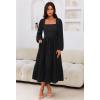 MEROKEETY Women’s 2025 Long Sleeve Fall Dress Square Neck Smocked Flowy Tiered Casual Maxi Dresses with Pockets(Black)