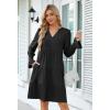 MEROKEETY Women’s 2025 Long Sleeve Midi Dress V Neck Flowy Swing Ruffle Tiered Fall Casual Dresses(Black)