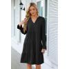 MEROKEETY Women’s 2025 Long Sleeve Midi Dress V Neck Flowy Swing Ruffle Tiered Fall Casual Dresses(Black)