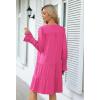 MEROKEETY Women’s 2025 Long Sleeve Midi Dress V Neck Flowy Swing Ruffle Tiered Fall Casual Dresses(Hot Pink)
