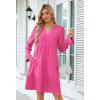 MEROKEETY Women’s 2025 Long Sleeve Midi Dress V Neck Flowy Swing Ruffle Tiered Fall Casual Dresses(Hot Pink)