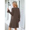 MEROKEETY Women’s 2025 Long Sleeve Midi Dress V Neck Flowy Swing Ruffle Tiered Fall Casual Dresses(Light Coffee)
