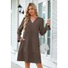 MEROKEETY Women’s 2025 Long Sleeve Midi Dress V Neck Flowy Swing Ruffle Tiered Fall Casual Dresses(Light Coffee)