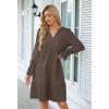 MEROKEETY Women’s 2025 Long Sleeve Midi Dress V Neck Flowy Swing Ruffle Tiered Fall Casual Dresses(Light Coffee)