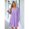 MEROKEETY Women’s 2025 Long Sleeve Midi Dress V Neck Flowy Swing Ruffle Tiered Fall Casual Dresses(Lilac)