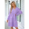 MEROKEETY Women’s 2025 Long Sleeve Midi Dress V Neck Flowy Swing Ruffle Tiered Fall Casual Dresses(Lilac)
